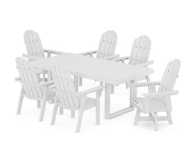 Vineyard Curveback Adirondack Swivel Chair 7-Piece Dining Set