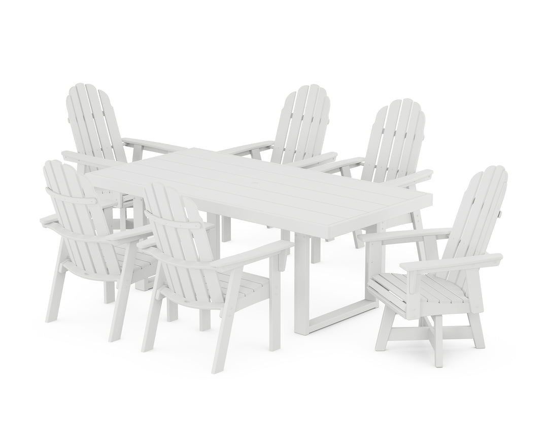 POLYWOOD® Vineyard Curveback Adirondack Swivel Chair 7-Piece Dining Set