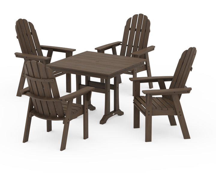 POLYWOOD® Vineyard Adirondack 5-Piece Farmhouse Dining Set With Trestle Legs
