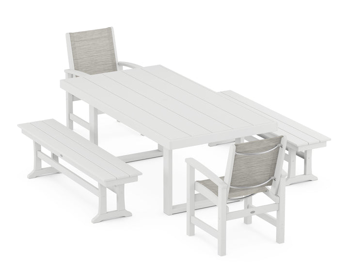 POLYWOOD® Coastal 5-Piece Dining Set with Trestle Legs