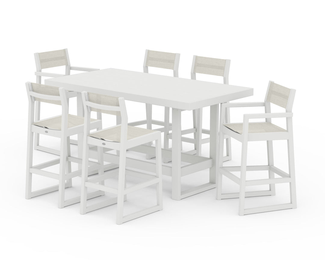 POLYWOOD® EDGE Sling 7-Piece Bar Table Set