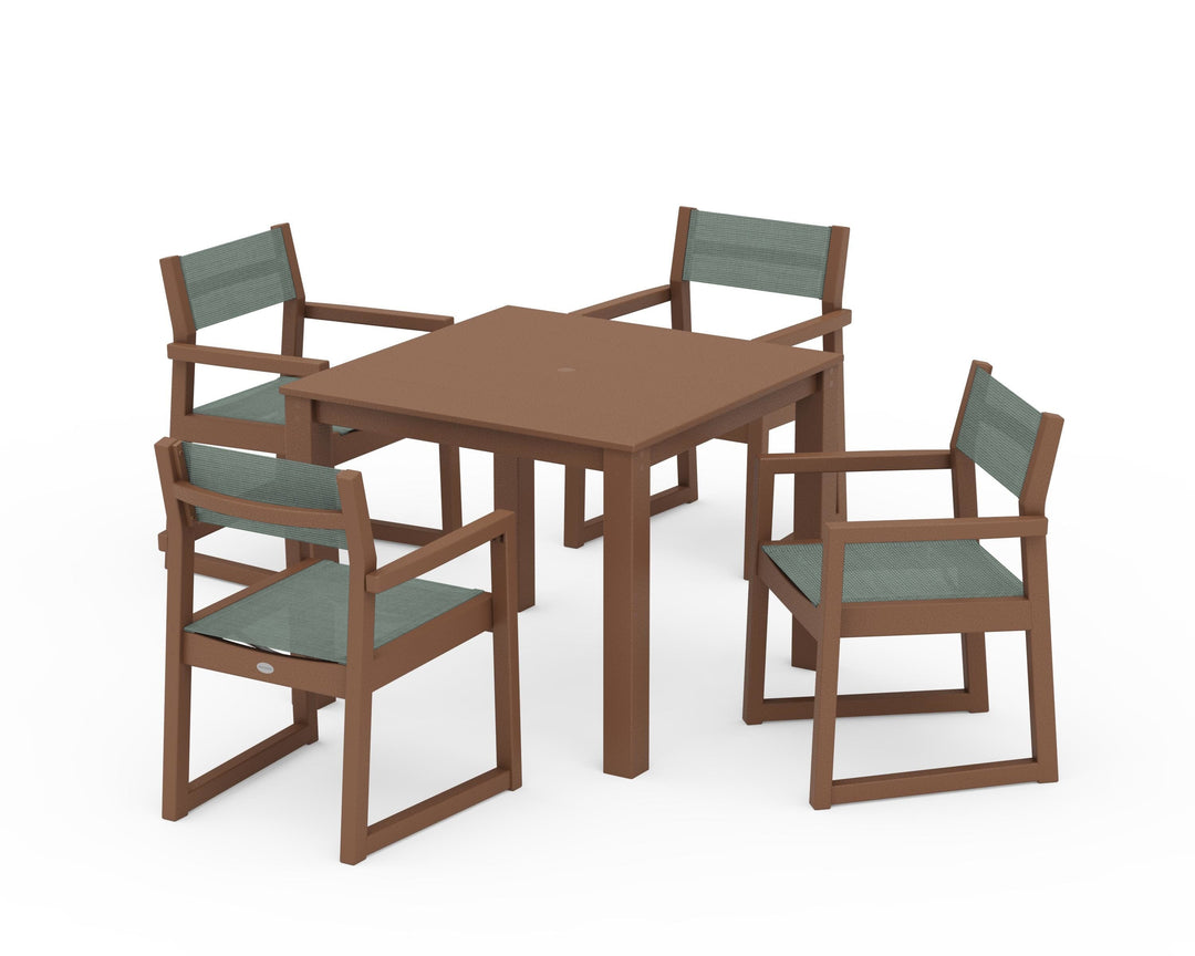 POLYWOOD® EDGE Sling Arm Chair 5-Piece Parsons Dining Set