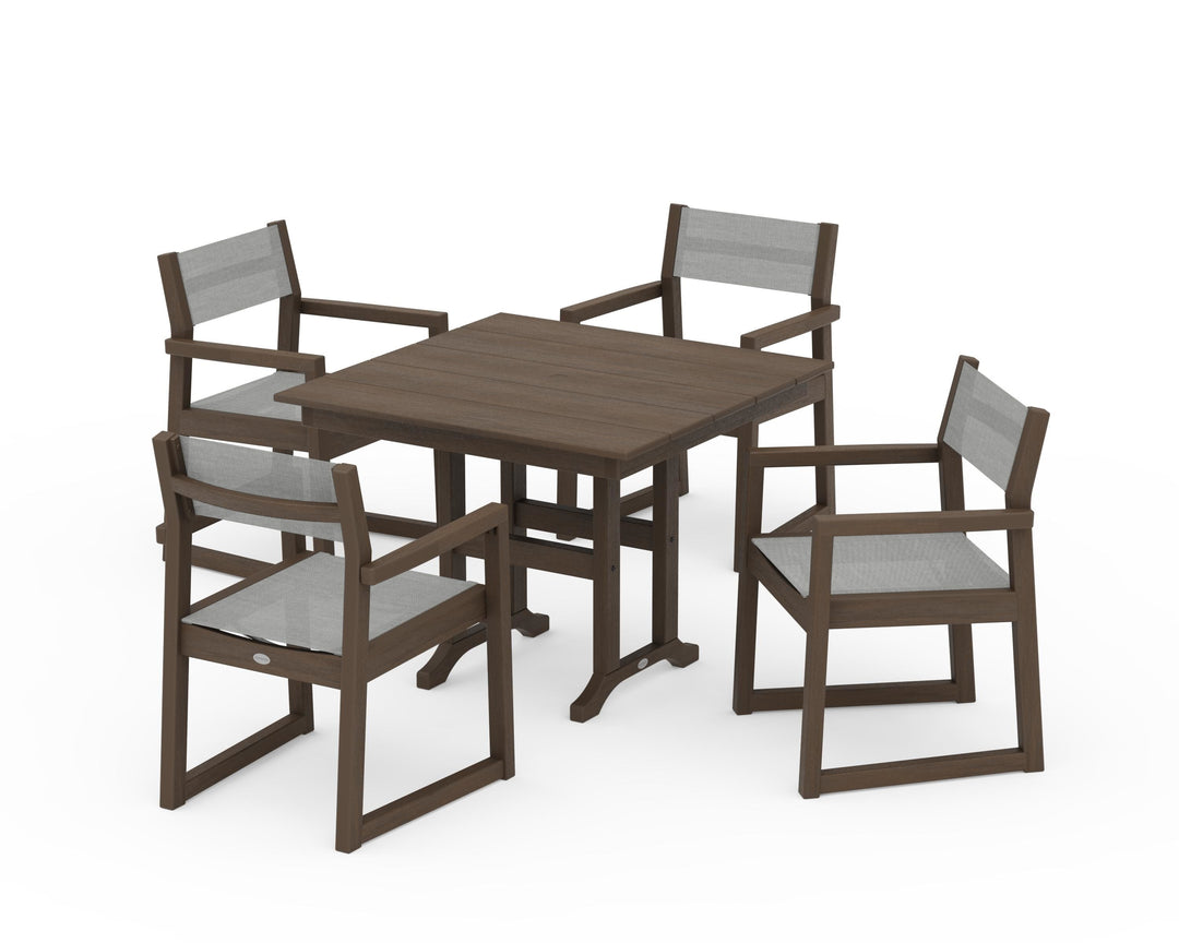POLYWOOD® EDGE Sling Arm Chair 5-Piece Farmhouse Dining Set
