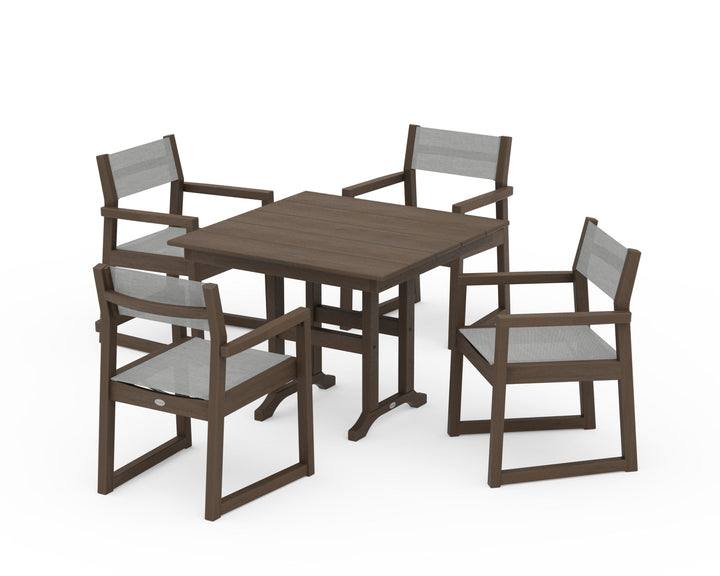 POLYWOOD® EDGE Sling Arm Chair 5-Piece Farmhouse Dining Set