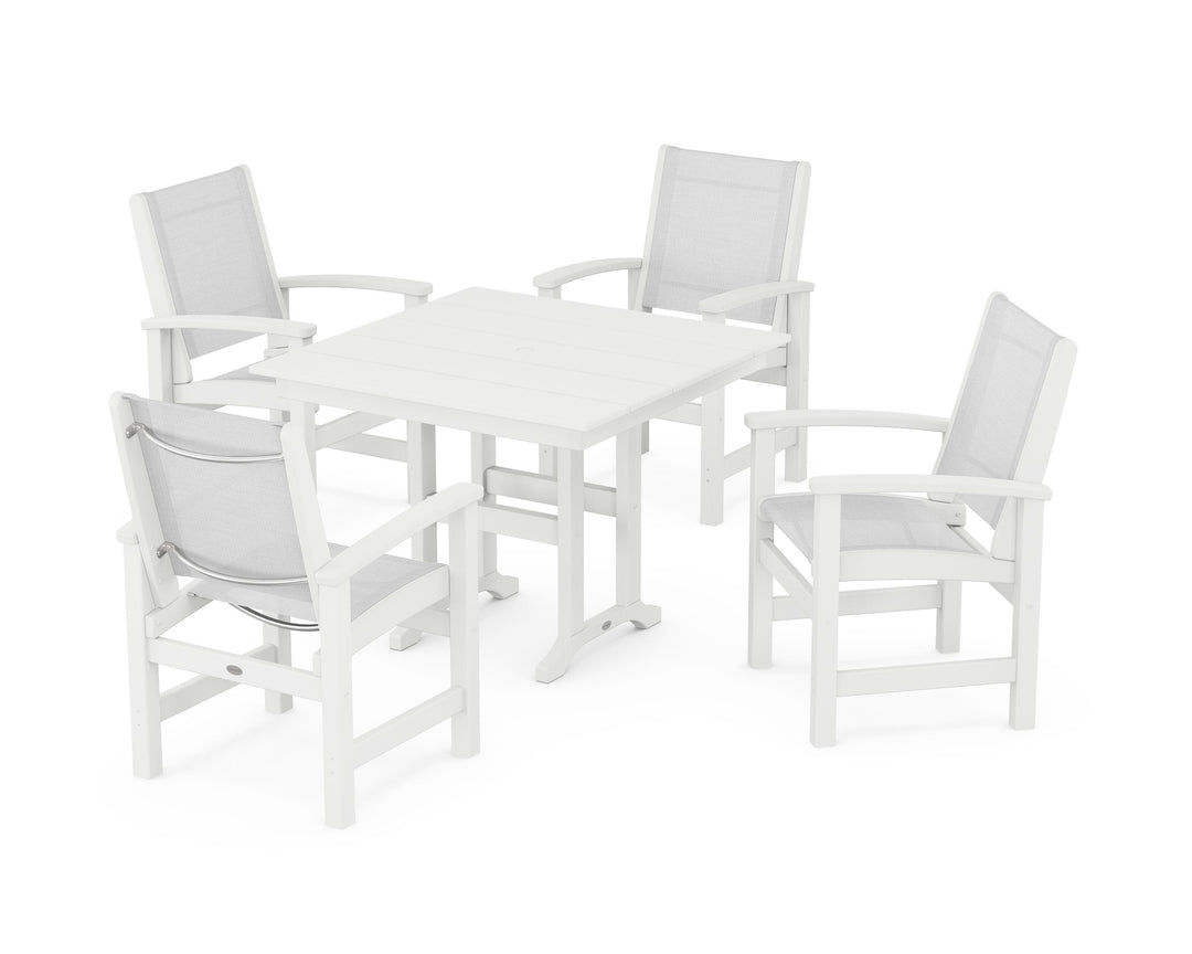 POLYWOOD® Coastal 5-Piece Farmhouse Dining Set