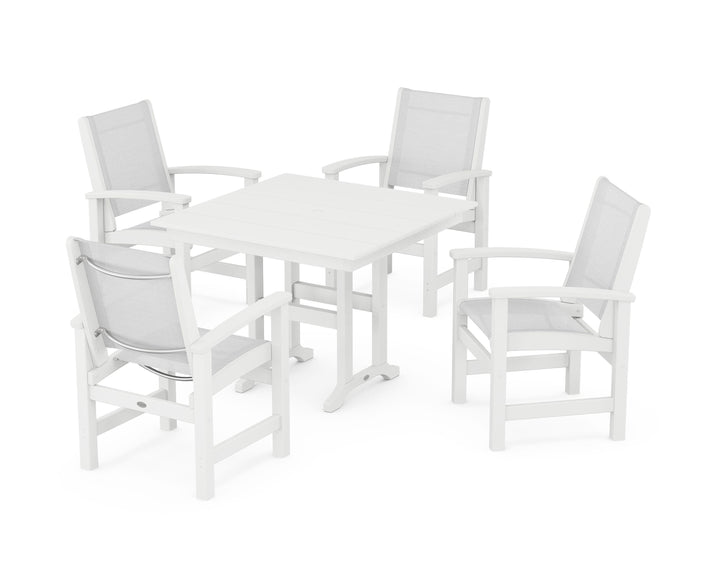 POLYWOOD® Coastal 5-Piece Farmhouse Dining Set