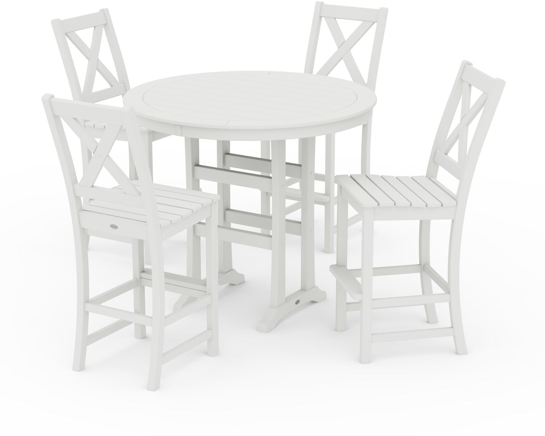 POLYWOOD® Braxton 5-Piece Nautical Trestle Arm Chair Bar Set