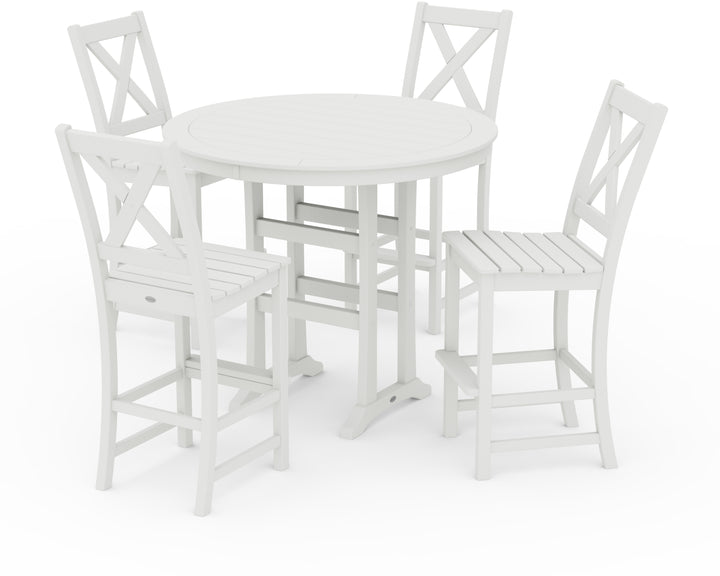 POLYWOOD® Braxton 5-Piece Nautical Trestle Arm Chair Bar Set