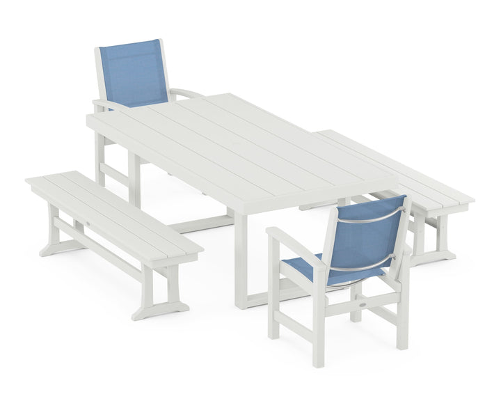 POLYWOOD® Coastal 5-Piece Dining Set with Trestle Legs
