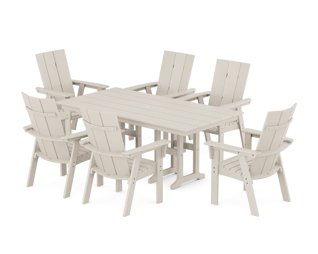 POLYWOOD® Modern Curveback Adirondack 7-Piece Farmhouse Dining Set