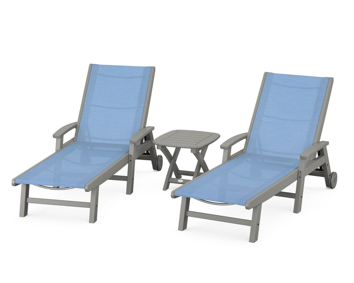 POLYWOOD® Coastal 3-Piece Wheeled Chaise Set