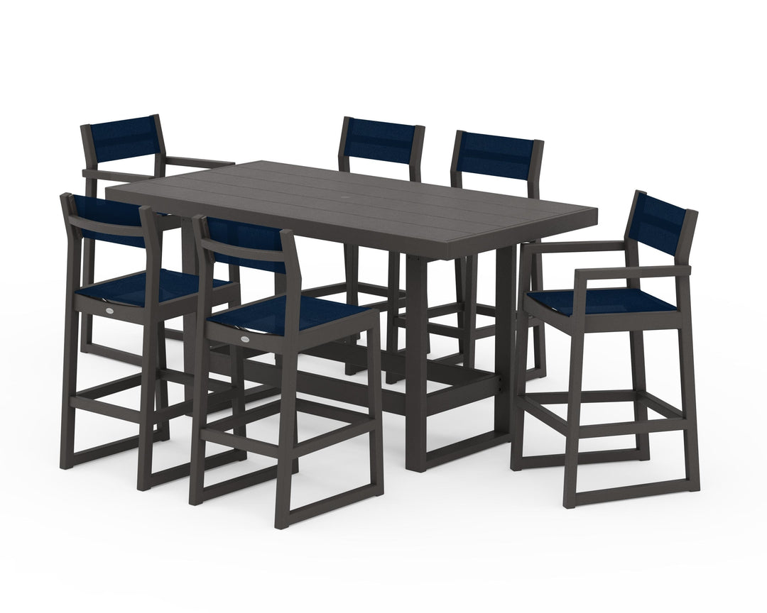 POLYWOOD® EDGE Sling 7-Piece Bar Table Set