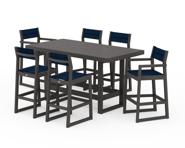 POLYWOOD® EDGE Sling 7-Piece Bar Table Set