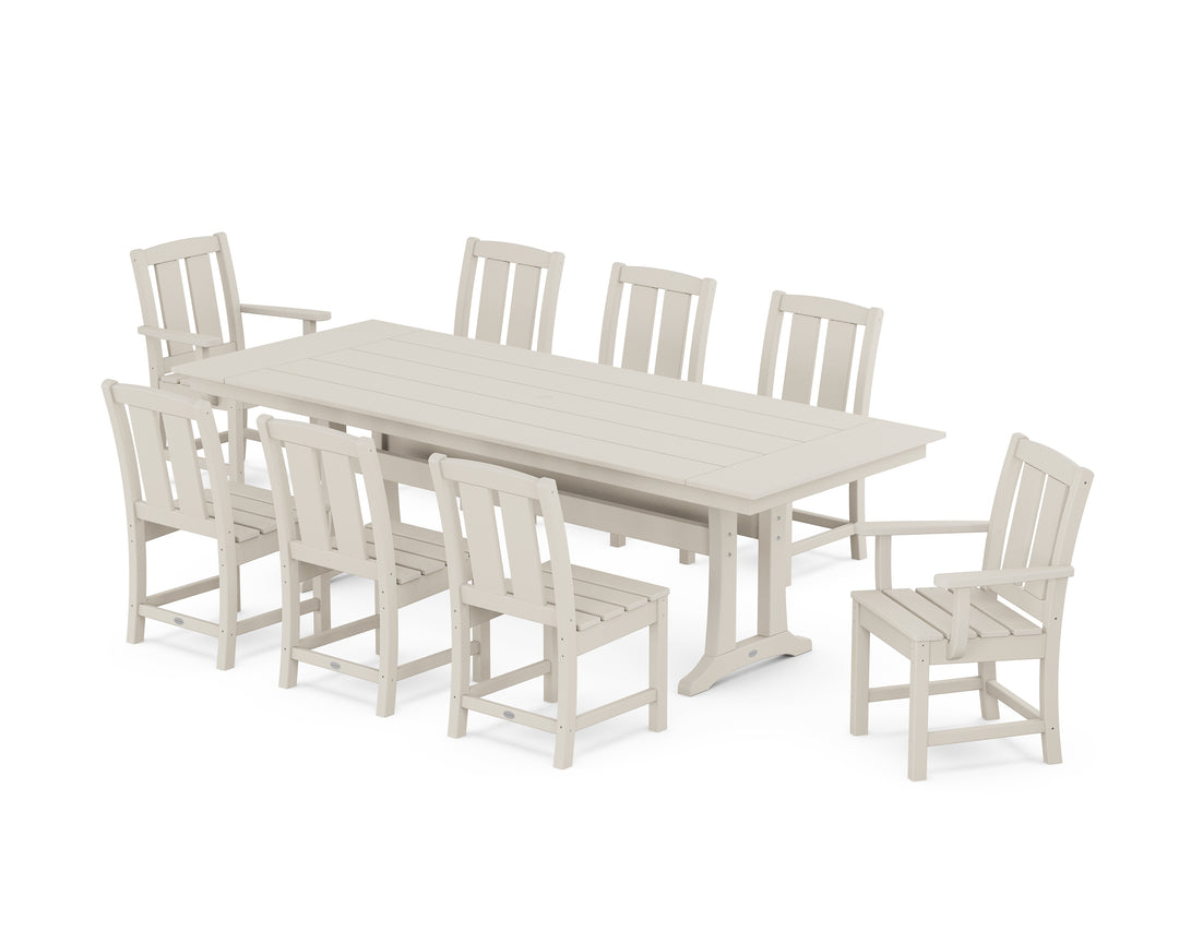POLYWOOD® Mission 9-Piece Farmhouse Dining Set with Trestle Legs