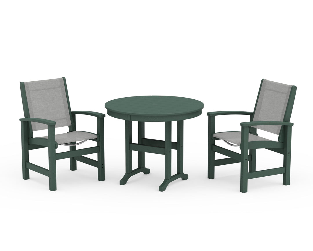 POLYWOOD® Coastal 3-Piece Round Dining Set