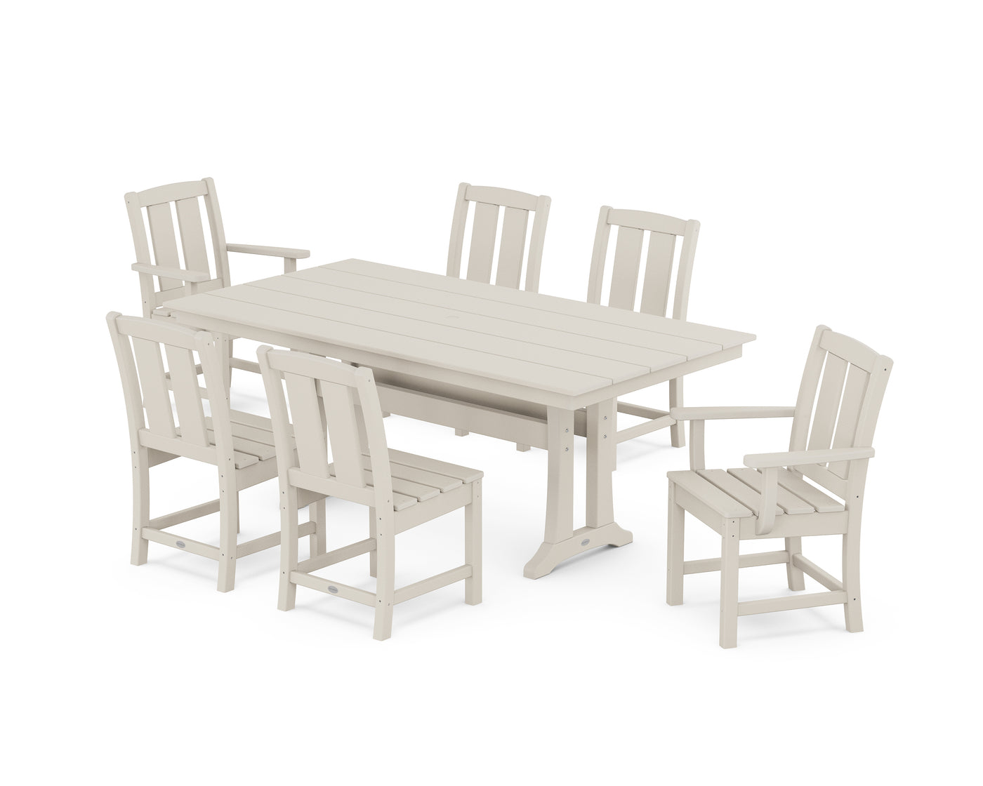 Mission 7-Piece Farmhouse Dining Set with Trestle Legs