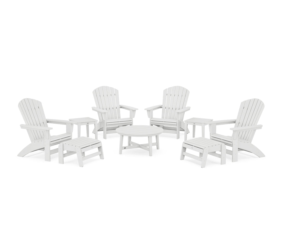 POLYWOOD® Nautical Grand Adirondack 9-Piece Conversation Set