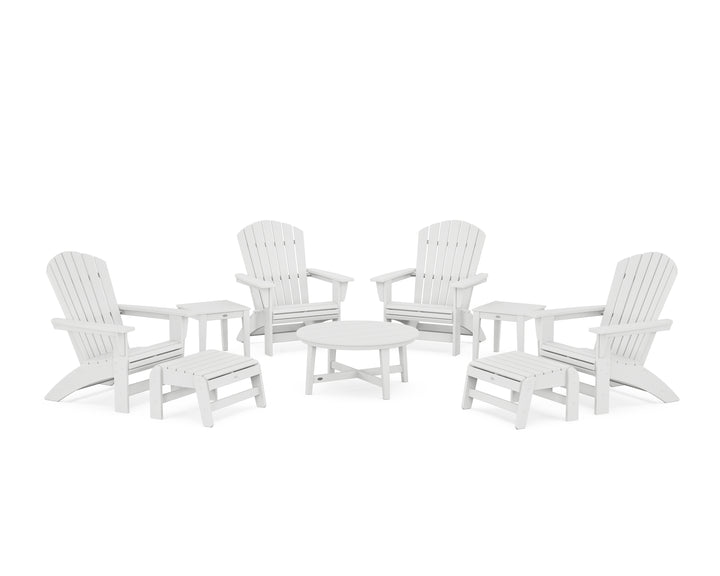 POLYWOOD® Nautical Grand Adirondack 9-Piece Conversation Set
