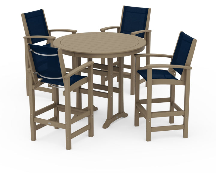 POLYWOOD® Coastal 5-Piece Nautical Trestle Bar Set