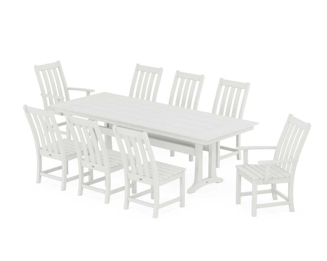 POLYWOOD® Vineyard 9-Piece Farmhouse Dining Set with Trestle Legs