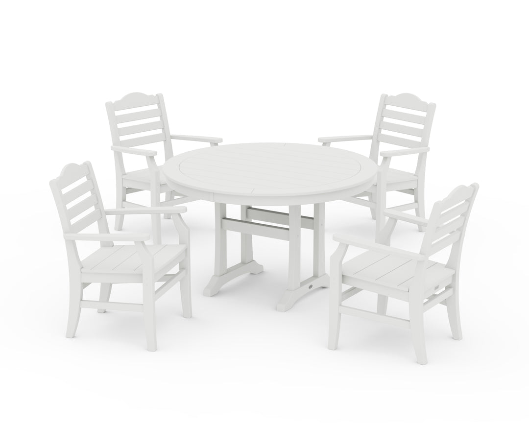 POLYWOOD® Savannah 5-Piece Round Dining Set with Trestle Legs