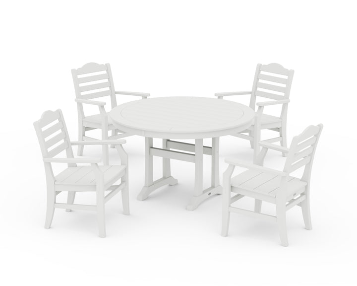 POLYWOOD® Savannah 5-Piece Round Dining Set with Trestle Legs