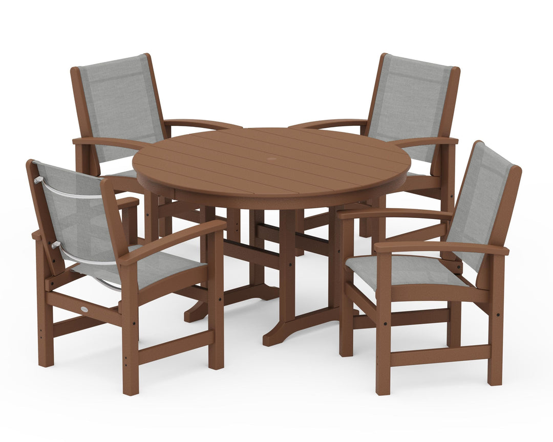 POLYWOOD® Coastal 5-Piece Round Farmhouse Dining Set