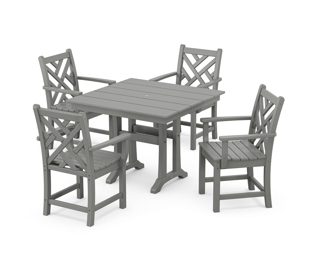 POLYWOOD® Chippendale 5-Piece Farmhouse Trestle Arm Chair Dining Set