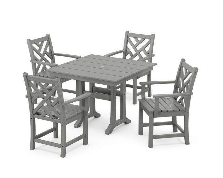 POLYWOOD® Chippendale 5-Piece Farmhouse Trestle Arm Chair Dining Set