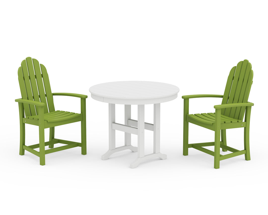 POLYWOOD® Classic Adirondack 3-Piece Round Dining Set