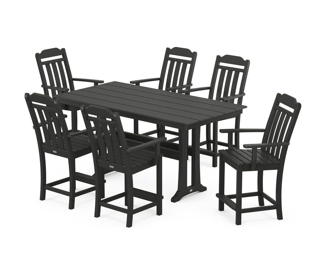 Country Living Cottage Arm Chair 7-Piece Farmhouse Counter Set with Trestle Legs