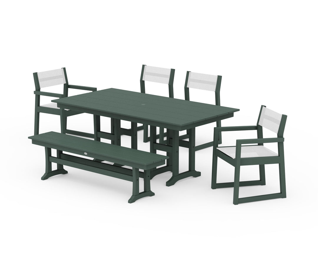 POLYWOOD® EDGE Sling 6-Piece Farmhouse Dining Set