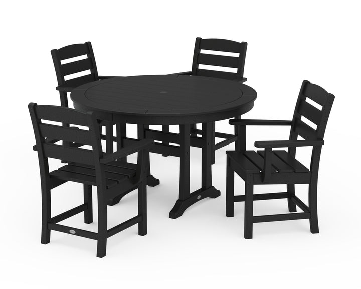 POLYWOOD® Lakeside 5-Piece Round Dining Set with Trestle Legs