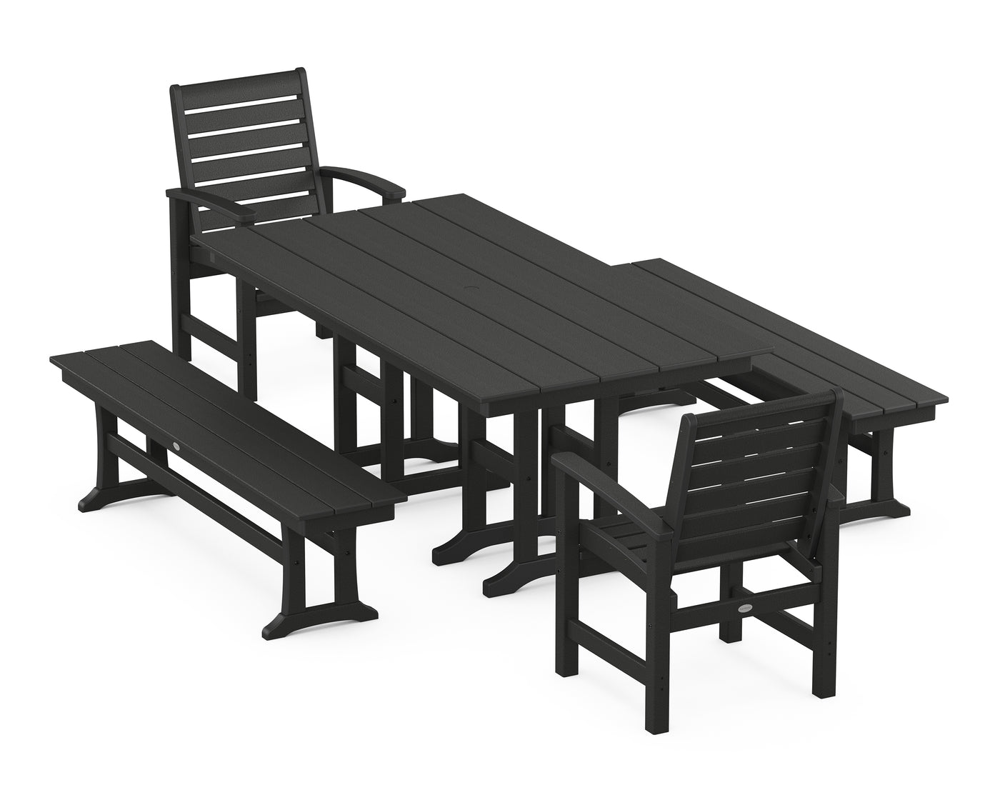 Signature 5-Piece Farmhouse Dining Set with Benches