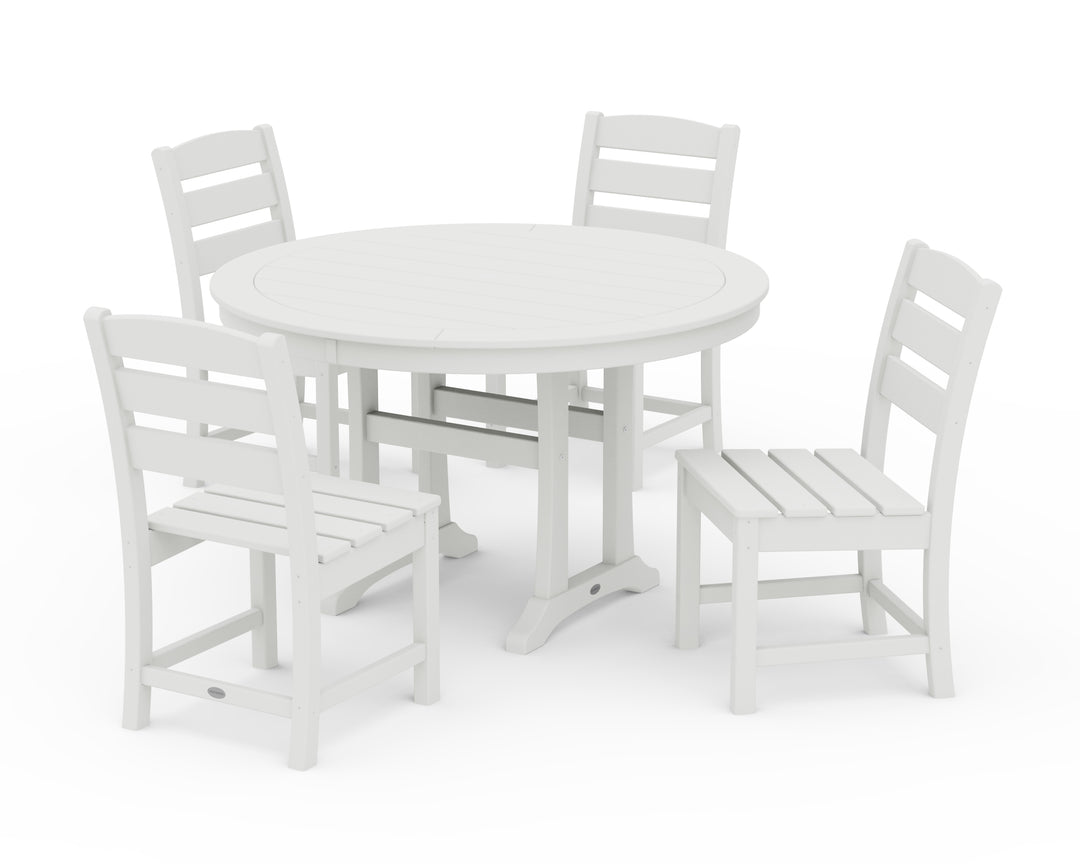 POLYWOOD® Lakeside Side Chair 5-Piece Round Dining Set With Trestle Legs
