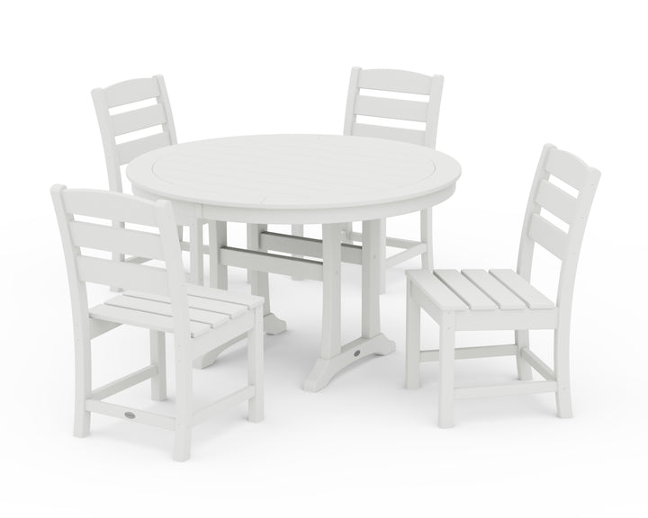 POLYWOOD® Lakeside Side Chair 5-Piece Round Dining Set With Trestle Legs