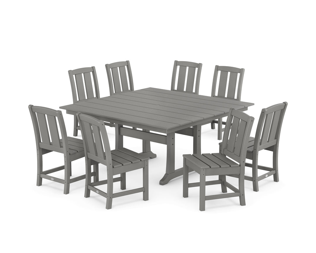 POLYWOOD® Mission Side Chair 9-Piece Square Farmhouse Dining Set with Trestle Legs