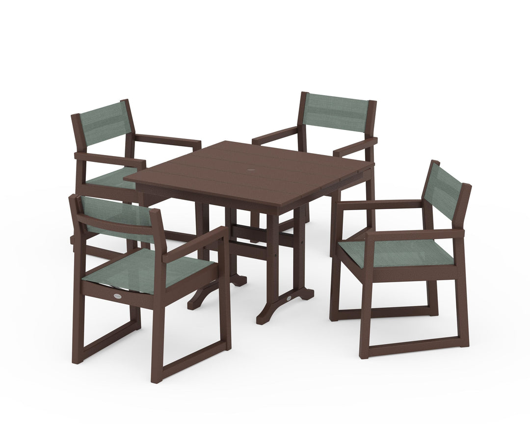 POLYWOOD® EDGE Sling Arm Chair 5-Piece Farmhouse Dining Set