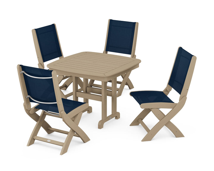 POLYWOOD® Coastal Folding Side Chair 5-Piece Dining Set