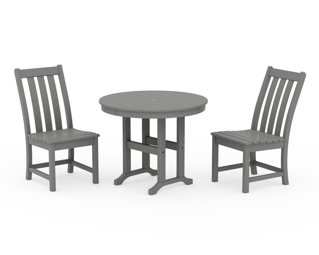 POLYWOOD® Vineyard Side Chair 3-Piece Round Dining Set