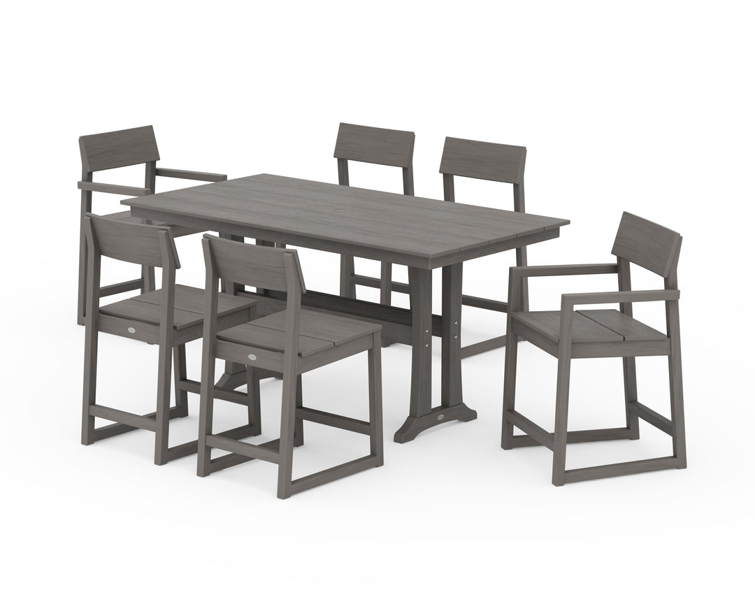 POLYWOOD® EDGE 7-Piece Farmhouse Counter Set with Trestle Legs