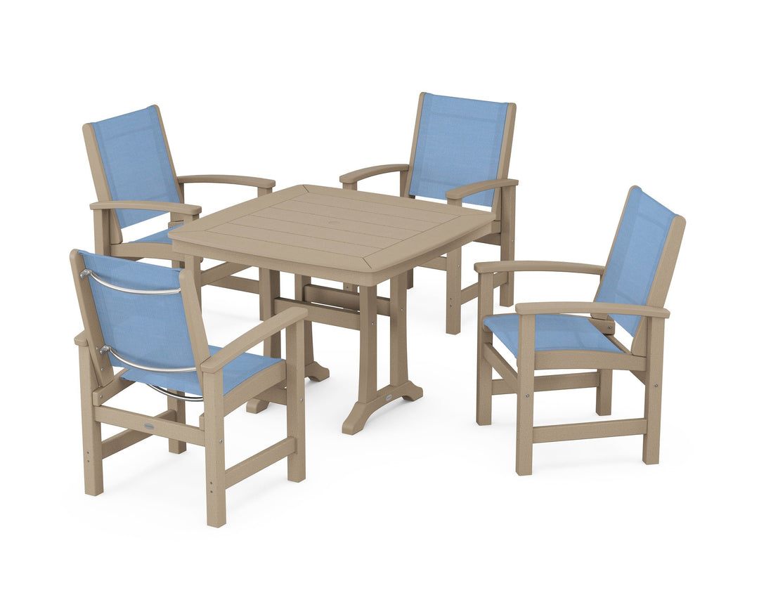 POLYWOOD® Coastal 5-Piece Dining Set with Trestle Legs