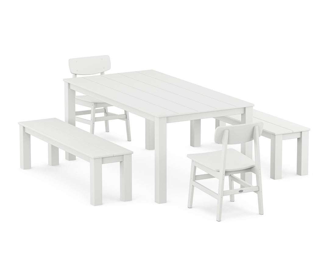 POLYWOOD® Modern Studio Urban Chair 5-Piece Parsons Dining Set with Benches