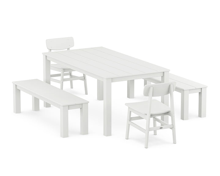 POLYWOOD® Modern Studio Urban Chair 5-Piece Parsons Dining Set with Benches