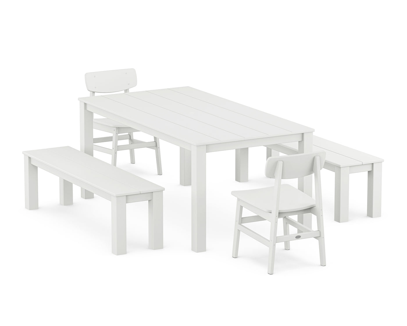 Modern Studio Urban Chair 5-Piece Parsons Dining Set with Benches