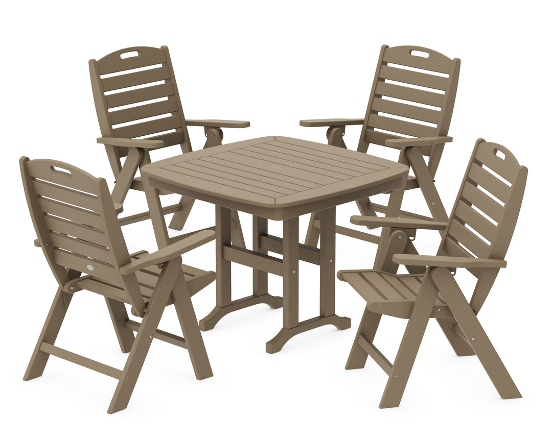 POLYWOOD® Nautical Folding Highback Chair 5-Piece Dining Set