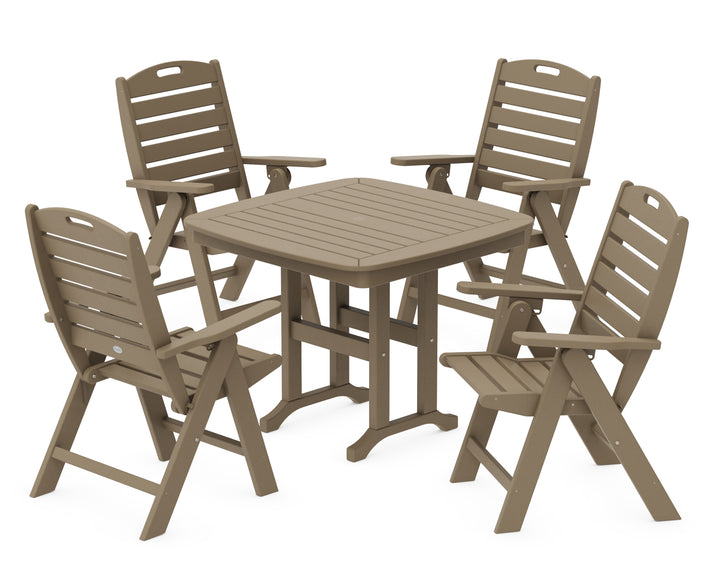 POLYWOOD® Nautical Folding Highback Chair 5-Piece Dining Set