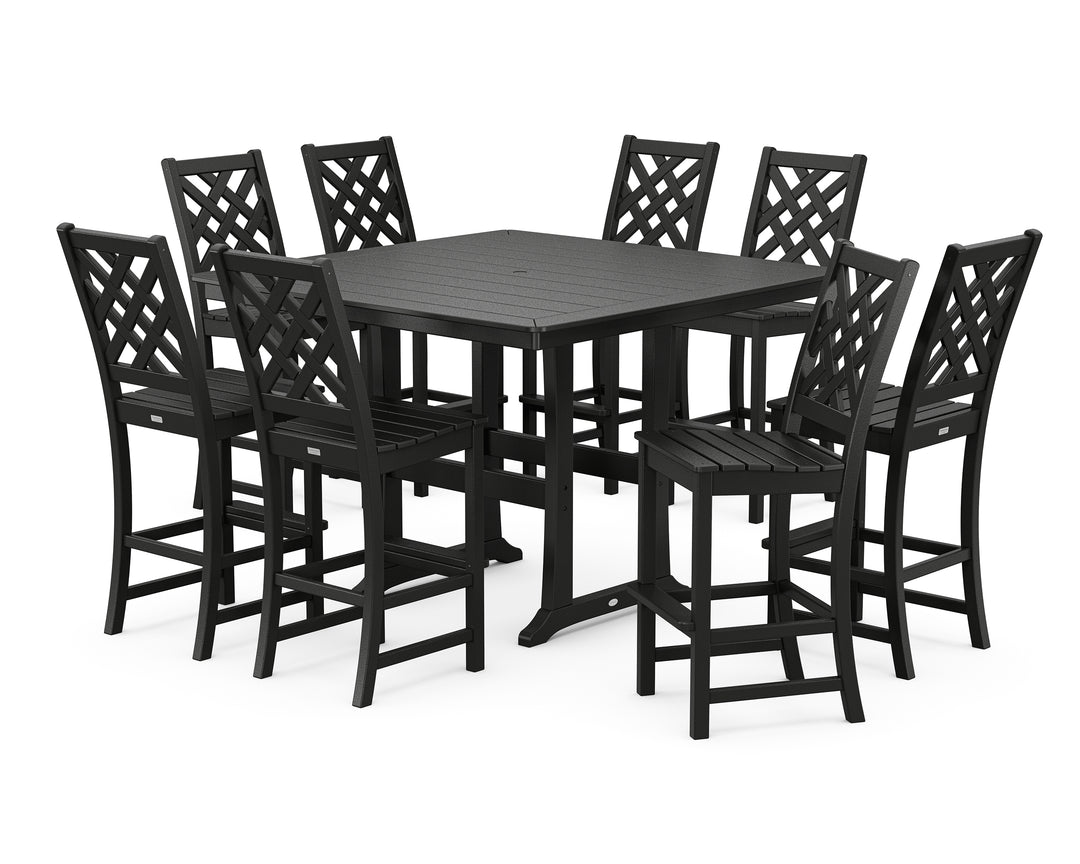 Country Living Wovendale Side Chair 9-Piece Square Bar Set with Trestle Legs