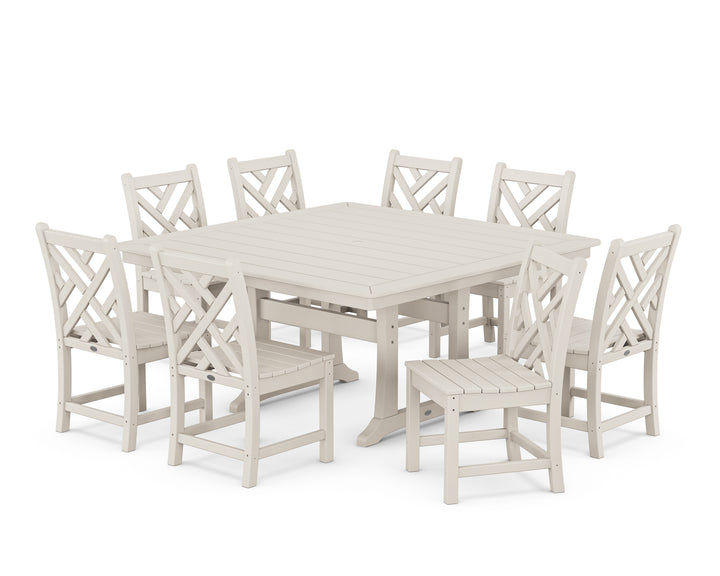 POLYWOOD® Chippendale 9-Piece Nautical Trestle Dining Set