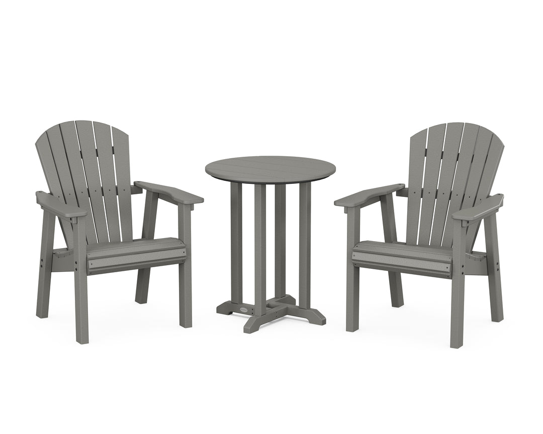 POLYWOOD® Seashell 3-Piece Round Farmhouse Bistro Dining Set